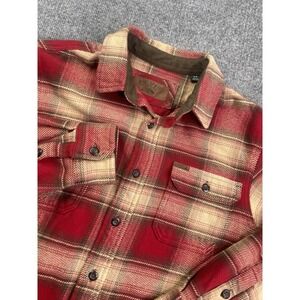 ORVIS Heavyweight Lumberjack Plaid Shirt Jacket Medium Pockets Flannel Shacket